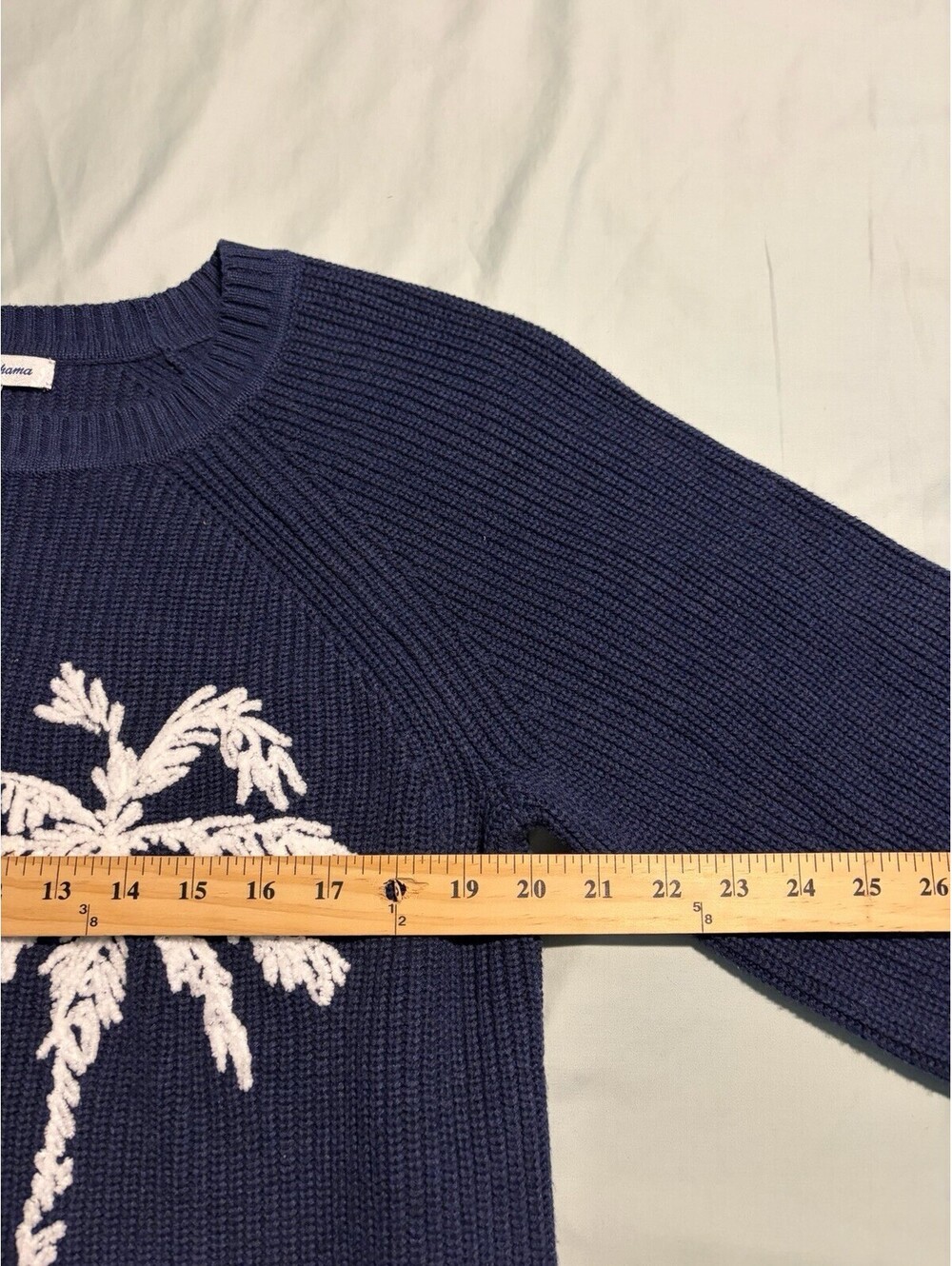 Tommy Bahama Navy Palm Tree Sweater Women’s Medium Coastal Beach - Picture 2 of 7